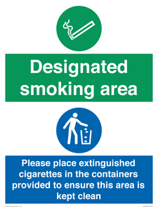 Designated smoking area
Please place extinguished cigarettes in the containers provided to ensure this area is kept clean